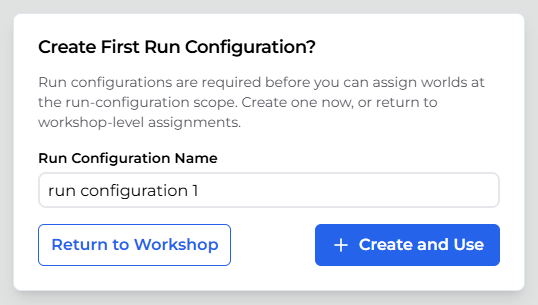 Confirm first run configuration creation