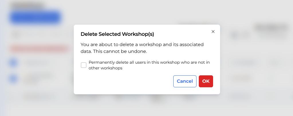Confirm workshop deletion