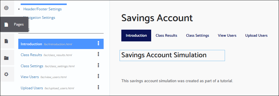 The facilitator interface page navigation