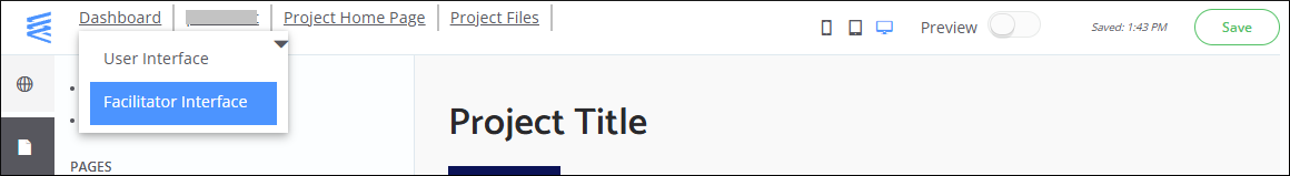 Select Facilitator Interface from the drop-down menu