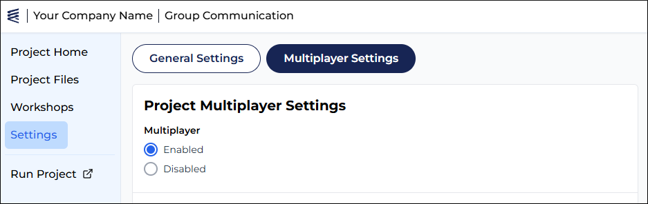 Project's multiplayer settings