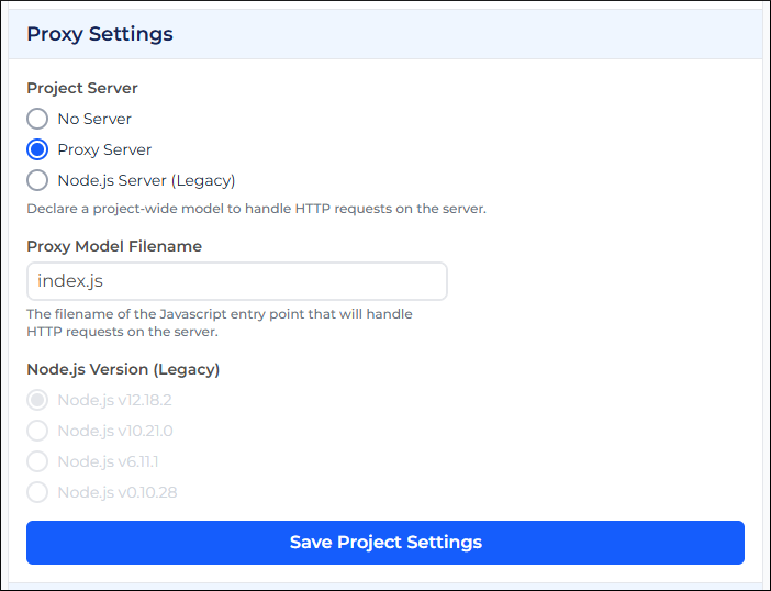 Project's proxy settings