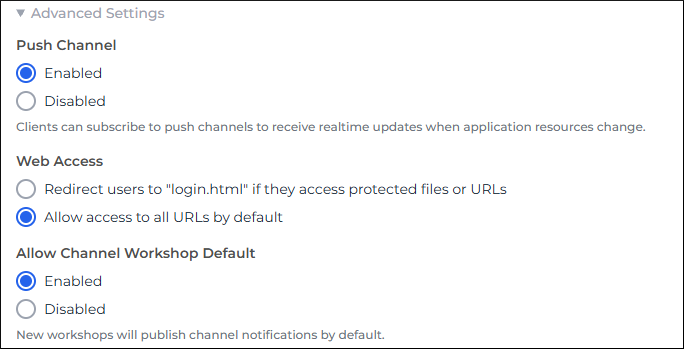 Advanced project settings