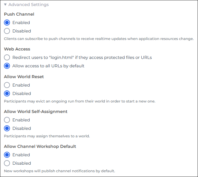 Advanced project settings