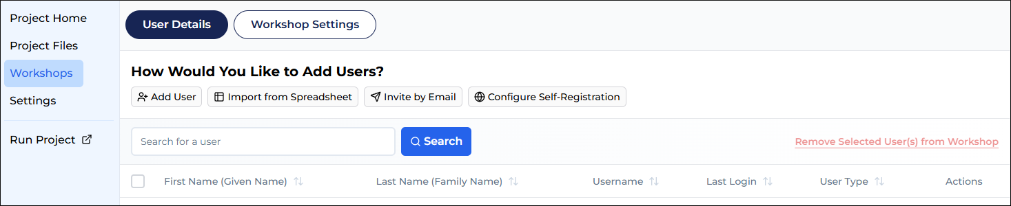 The User Details page